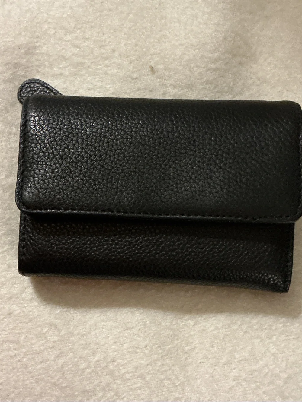 mundi Black Leather Trifold Card & ID Wallet with Clear ID Window